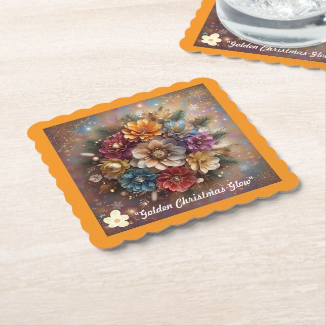 "Floral Winter Dreams" Paper Coaster (Angled)