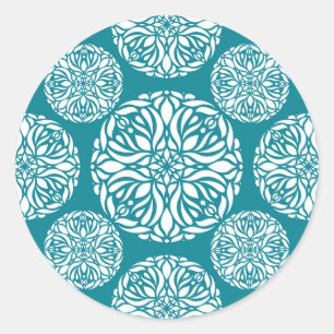 Floral winter snowflake classic round sticker