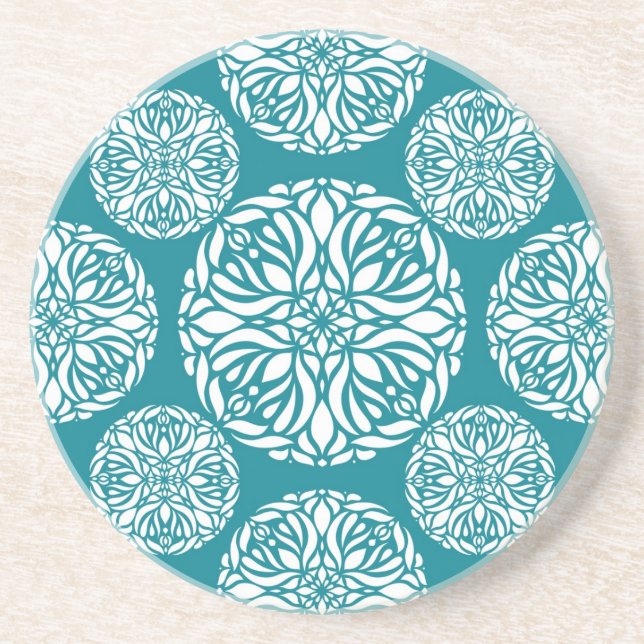 Floral winter snowflake coaster (Front)