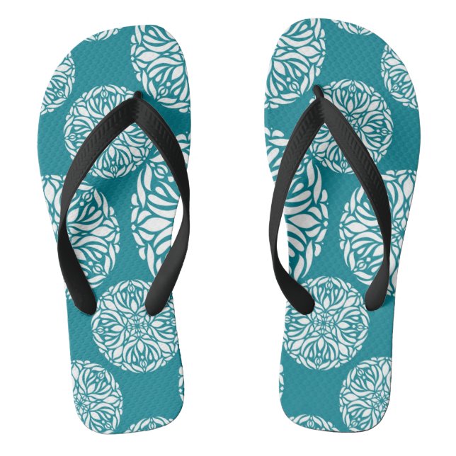 Floral winter snowflake flip flops (Footbed)