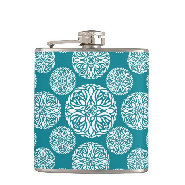 Floral winter snowflake hip flask (Front)