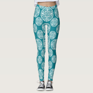 Floral winter snowflake leggings