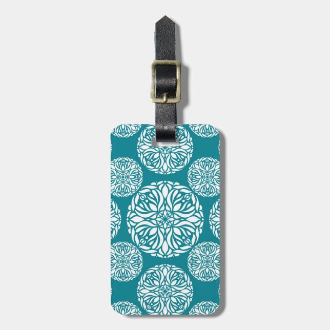 Floral winter snowflake luggage tag (Front Vertical)