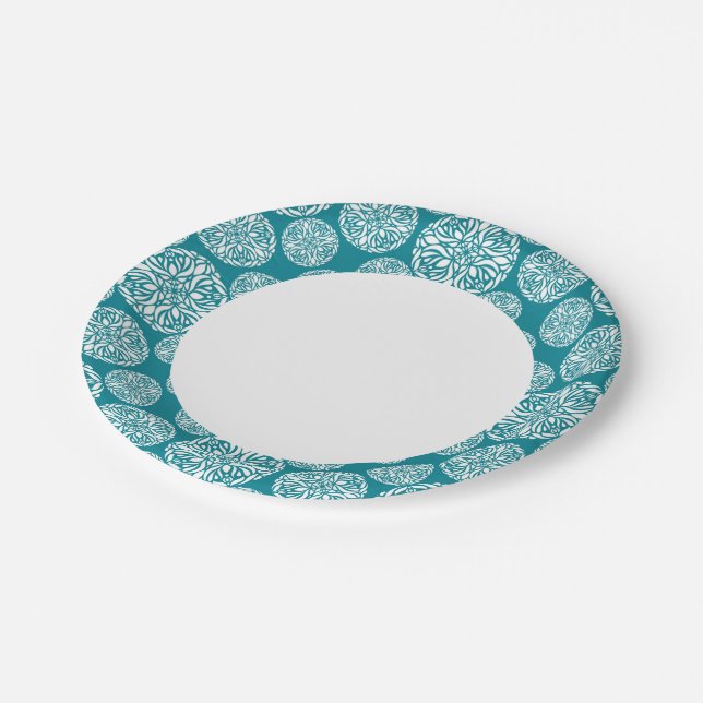 Floral winter snowflake paper plate (Angled)