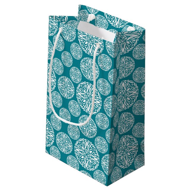 Floral winter snowflake small gift bag (Back Angled)