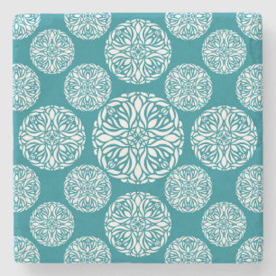 Floral winter snowflake stone coaster