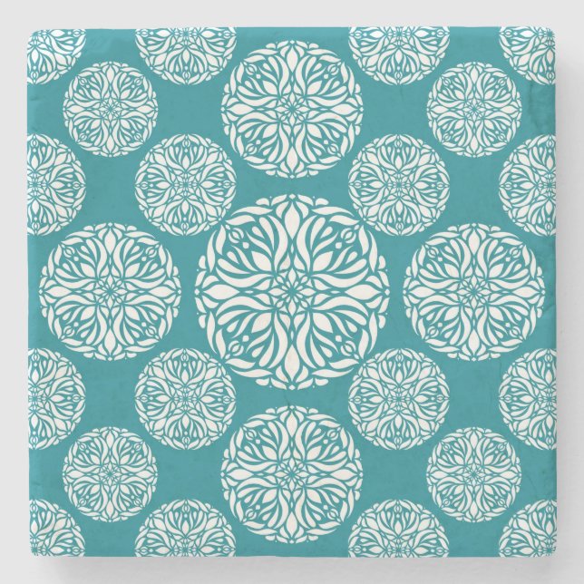 Floral winter snowflake stone coaster (Front)