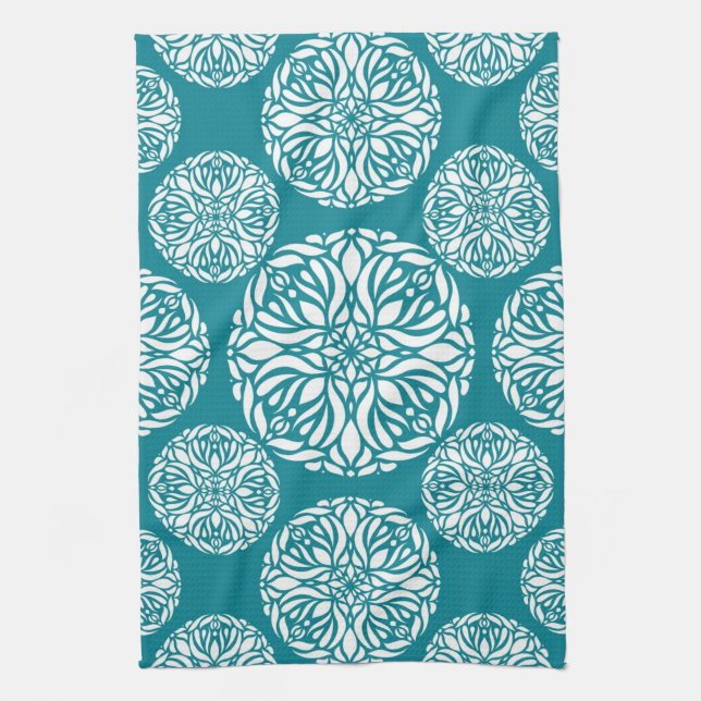 Floral winter snowflake tea towel (Vertical)