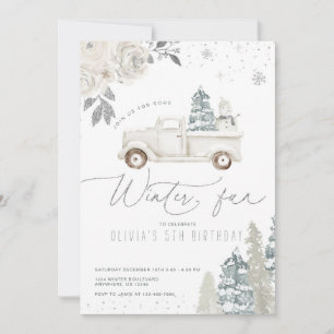 Floral Winter Snowman Birthday Party Invitation