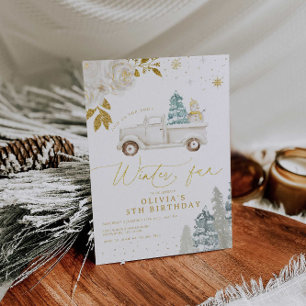 Floral Winter Snowman Birthday Party Invitation