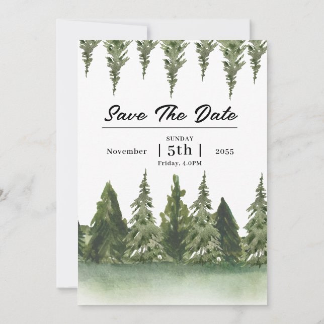 Floral winter wedding invitations card (Back)