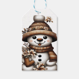 Floral Winter Wonderland Snowman Gift Tags