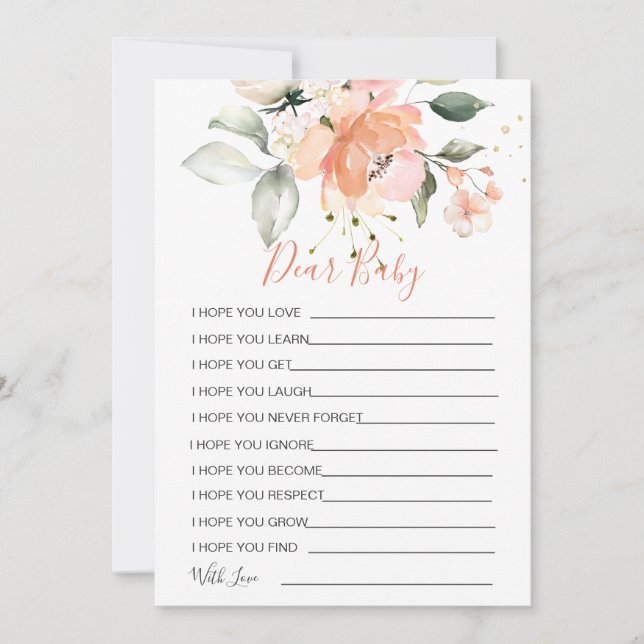 Floral Wishes for Baby Shower Game Invitation (Front)