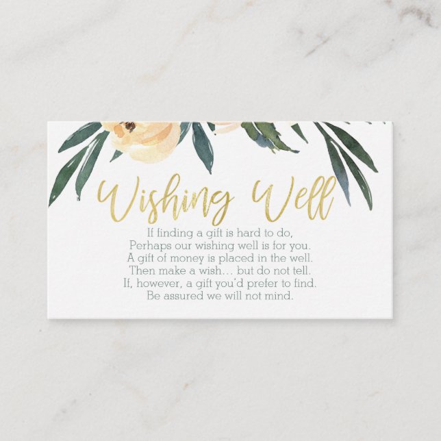 Floral wishing well bridal shower insert card (Front)