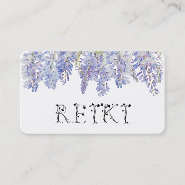 *~* Floral Wisteria Flower Watercolor - REIKI Business Card (Front)