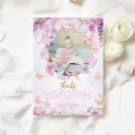Floral Wisteria Gold Butterfly Kids Birthday Photo Thank You Card<br><div class="desc">Design features pastel colours like lavender, mint, and baby pink, adorned with gentle wisteria flowers and playful butterflies. These elements create a soft, magical feel. The invitation features the words "thanks" in shiny gold glitter script, adding a touch of sparkle and fun. This simple yet enchanting design is perfect for...</div>