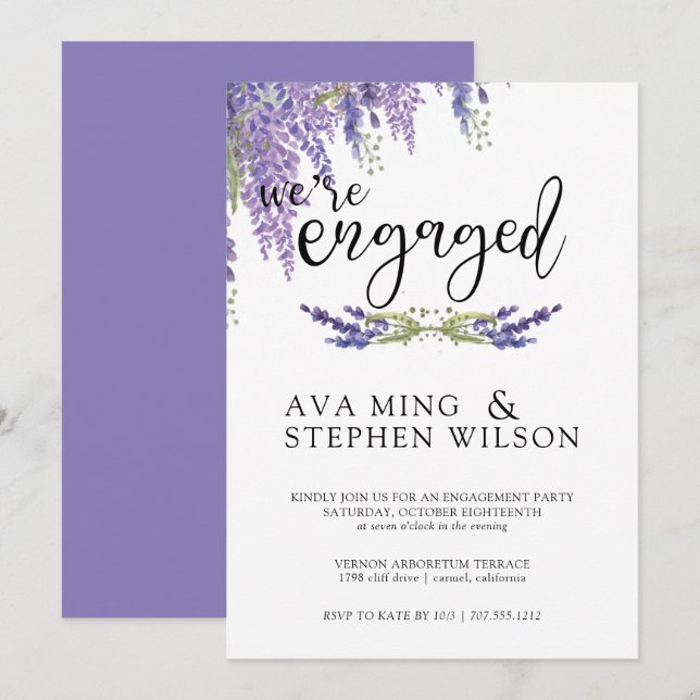 Floral Wisteria tree Engagement Party Invitation (Front/Back)