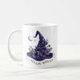 Floral witch hat feeling witchy coffee mug