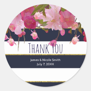 Floral with Faux Gold Glitter Modern Bridal Shower Classic Round Sticker