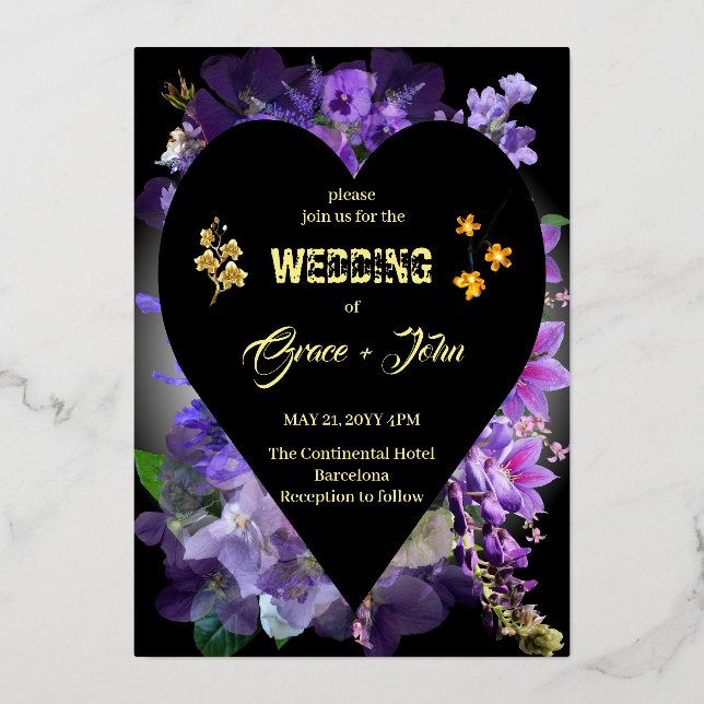 Floral with hear border Minimalist wedding (Front)