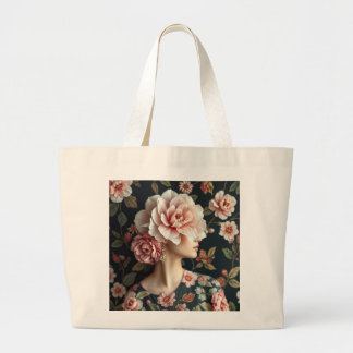 Floral Woman Art - Live life in full bloom  Large Tote Bag