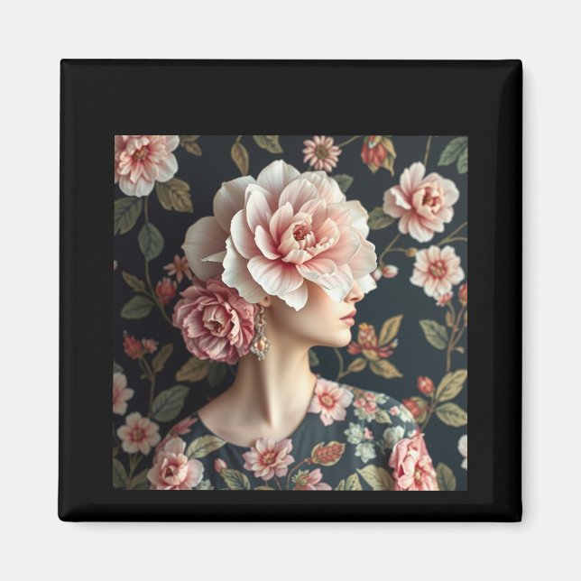 Floral Woman Art - Live life in full bloom  Magnet (Front)