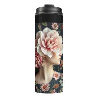 Floral Woman Art - Live life in full bloom  Thermal Tumbler