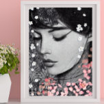Floral Woman Botanical pink  Fantasy Pop Art  Poster<br><div class="desc">This Poster is showing a beautiful woman surrouned with nice pink and white flowers. The choice of Floral Woman theme was because it's a trending item that will add beauty and calm to your interior decor. The choice of Black and White woman portrait was to give an elegant aspect to...</div>