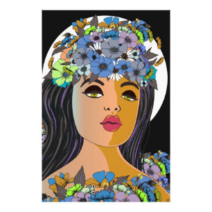 Floral Woman Crown of Flowers Photo Print