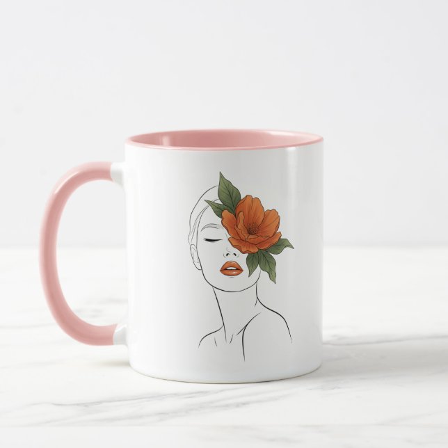  Floral Woman Face Art Mug (Left)