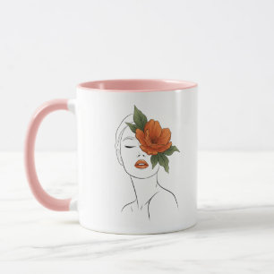 Floral Woman Face Art Mug gift
