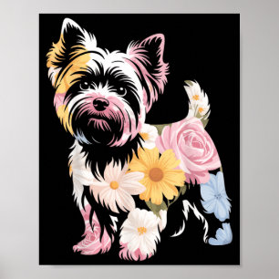 Floral Womens Cute Yorkie Dog Mum Poster