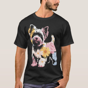 Floral Womens Cute Yorkie Dog Mum T-Shirt