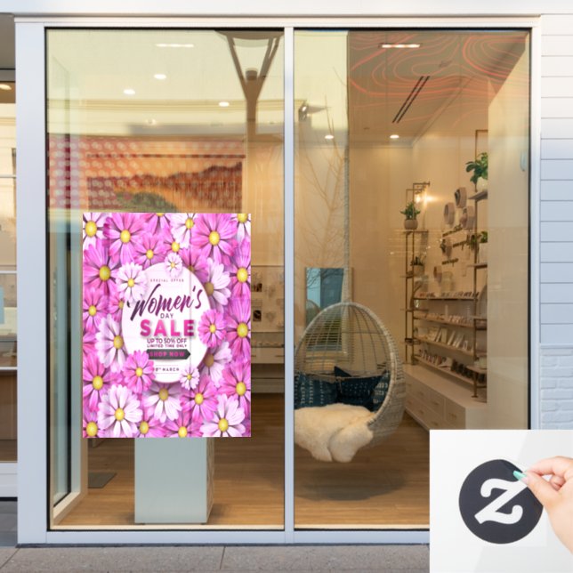 Floral Women's Day Sale 8th March Business Window Cling (Store Window)