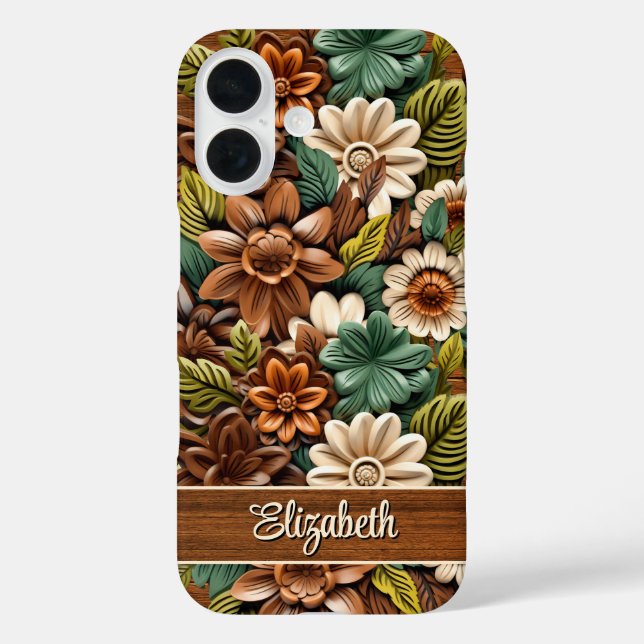 Floral Wood Personalised Case-Mate iPhone Case (Back)