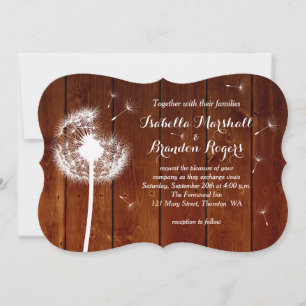 Floral & Wood Wedding Invitation