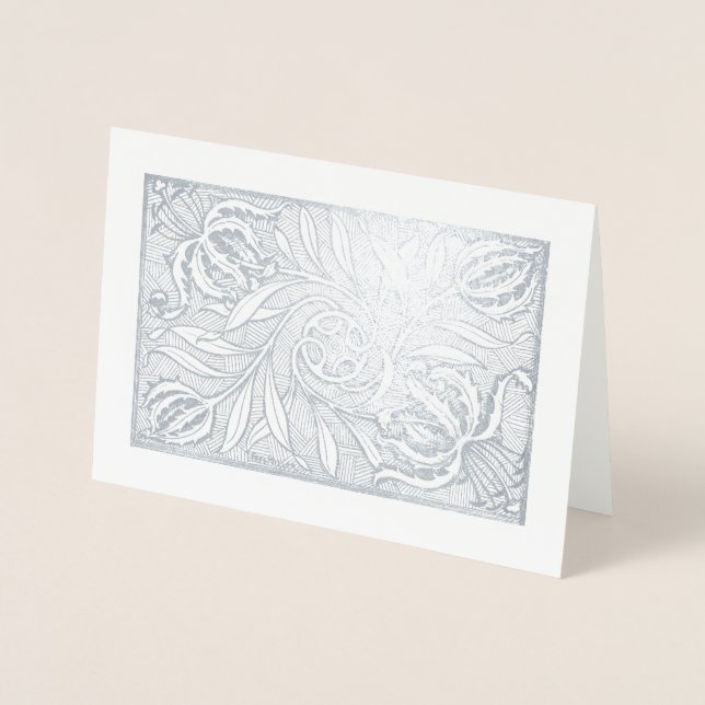 Floral Woodcut Print Foil Card (Front)