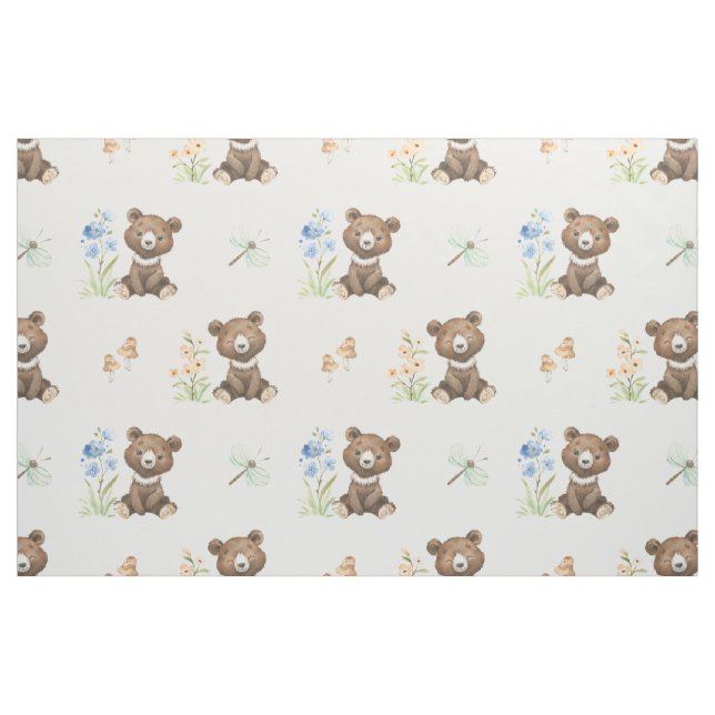 Floral Woodland Animals Baby Bear Girl Nursery Fabric (Fat Quarter)