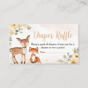Floral Woodland Animals Baby Shower Diaper Raffle Enclosure Card