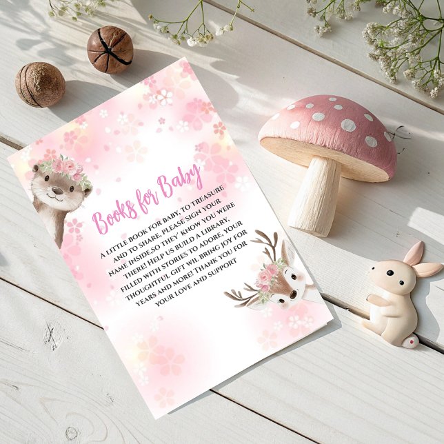 Floral Woodland Animals Books for Baby Card (Creator Uploaded)