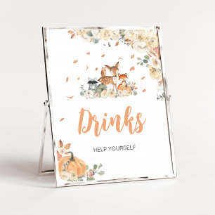 Floral Woodland Animals Drinks Sign
