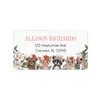 Floral woodland animals forest friends greenery