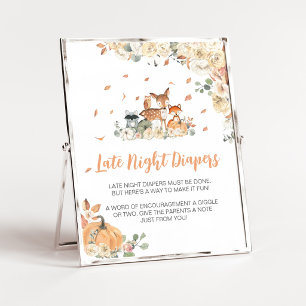 Floral Woodland Animals Late Night Diapers Sign