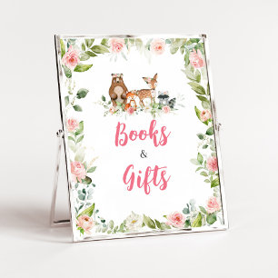 Floral Woodland Baby Shower Books and Gifts Sign