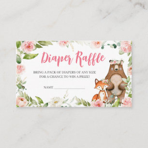 Floral Woodland Baby Shower Diaper Raffle Enclosure Card
