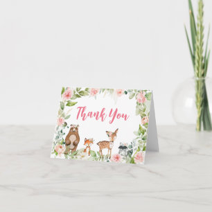 Floral Woodland Baby Shower Thank you Card