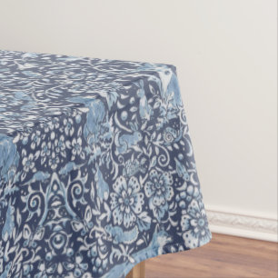 Floral Woodland Blue & White Forest Animal Pattern Tablecloth