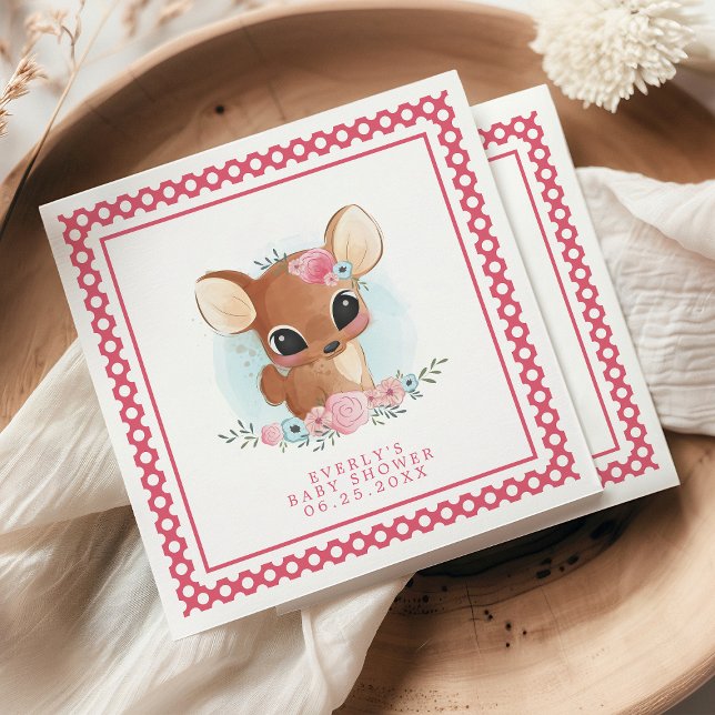 Floral Woodland Deer Baby Shower  Napkin (Creator Uploaded)