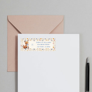 Floral Woodland Fox Baby Shower Return Address Lab