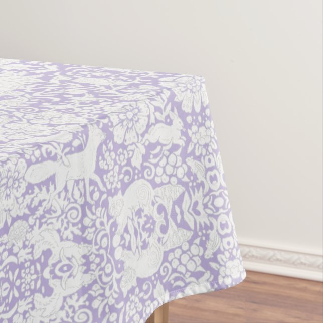 Floral Woodland Purple Lilac Forest Animal Pattern Tablecloth (In Situ)